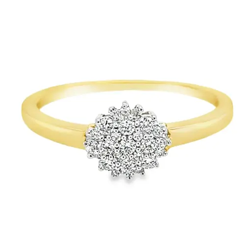 Yellow gold entourage ring with diamond 0.25 carats