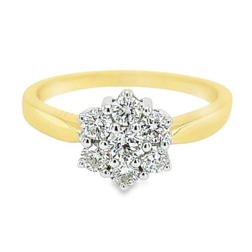Bicolor gold entourage ring with diamond 0.65 carats