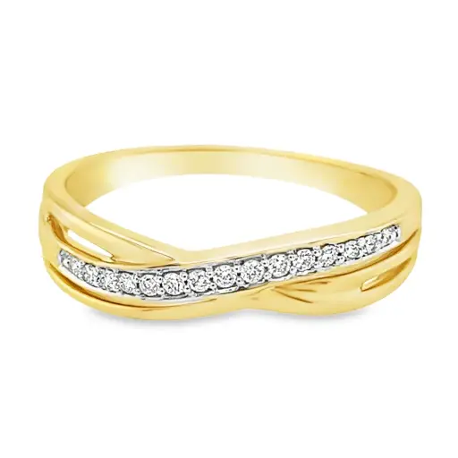 Yellow gold ring Fantasy with Diamond 0.10 carats