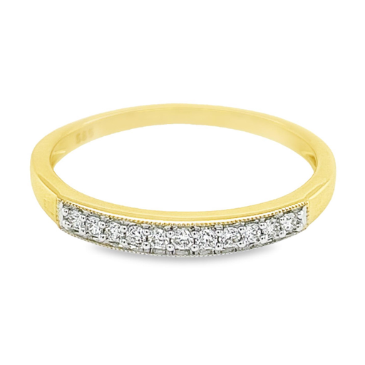 Yellow gold row ring with diamond 0.12 carats