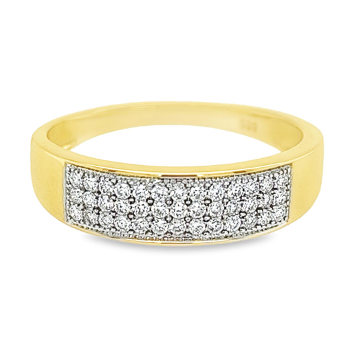 Yellow gold row ring with diamond 0.25 carats