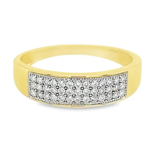 Yellow gold row ring with diamond 0.25 carats