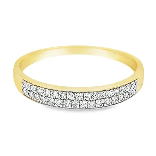 Geelgouden rij ring met Diamant 0,20 karaat