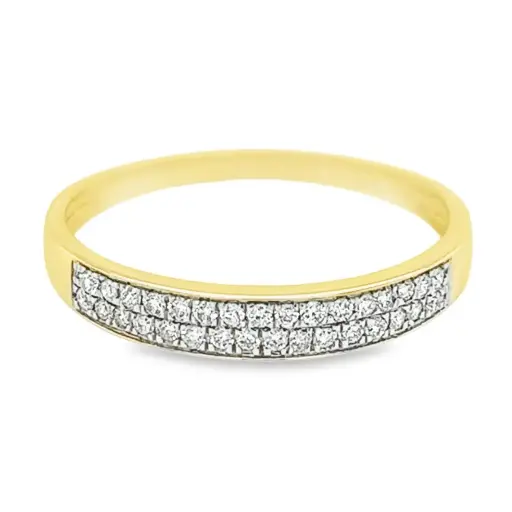 Geelgouden rij ring met Diamant 0,20 karaat