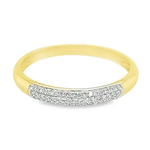 Yellow gold row ring with diamond 0.15 carats