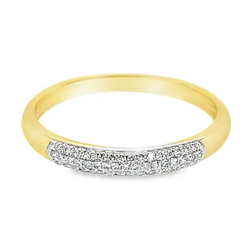 Yellow gold row ring with diamond 0.15 carats