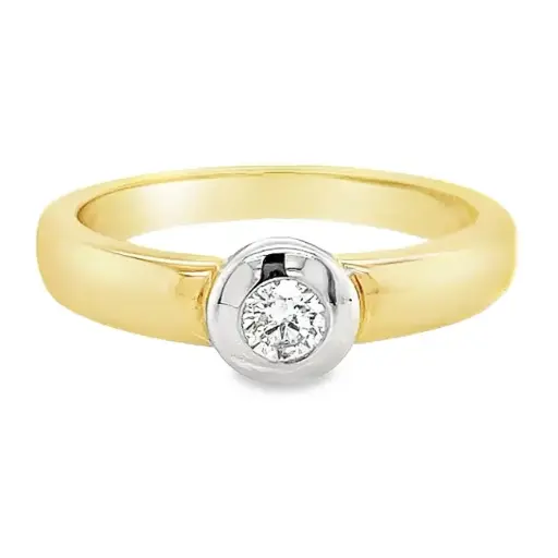 [GRE1456-57] Geelgouden ring met Diamant 0,20 karaat VVS1