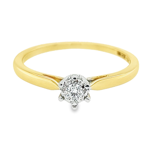 Yellow gold Solitaire ring with Diamond 0.10 carats