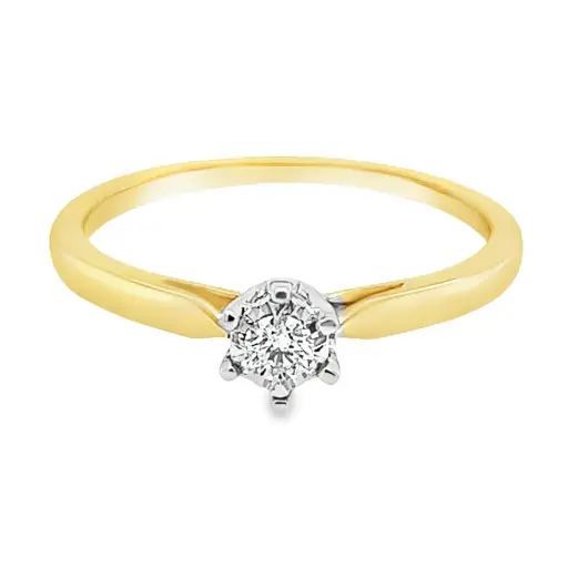 Yellow gold Solitaire ring with Diamond 0.10 carats