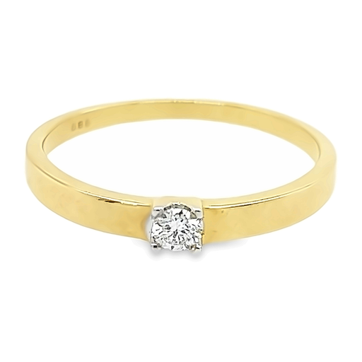 [GRE1476-59] Geelgouden ring Solitair met Diamant 0,10 karaat