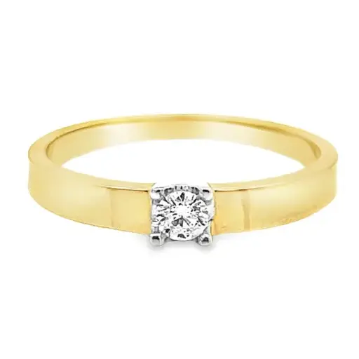 [GRE1477-58] Geelgouden ring Solitair met Diamant 0,14 karaat