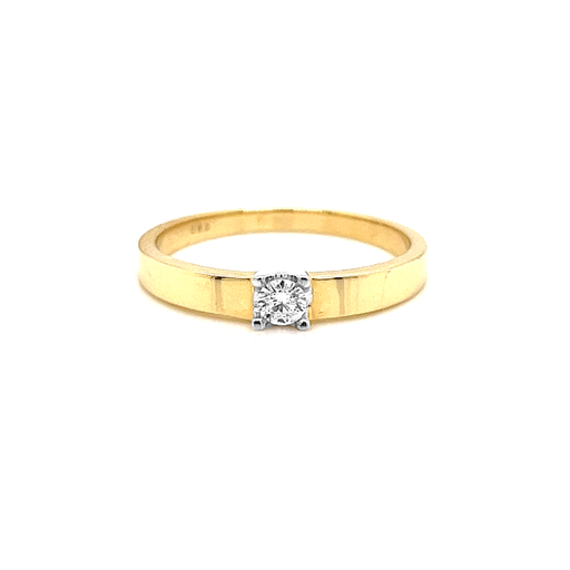 [GRE1477-58] Geelgouden ring Solitair met Diamant 0,14 karaat