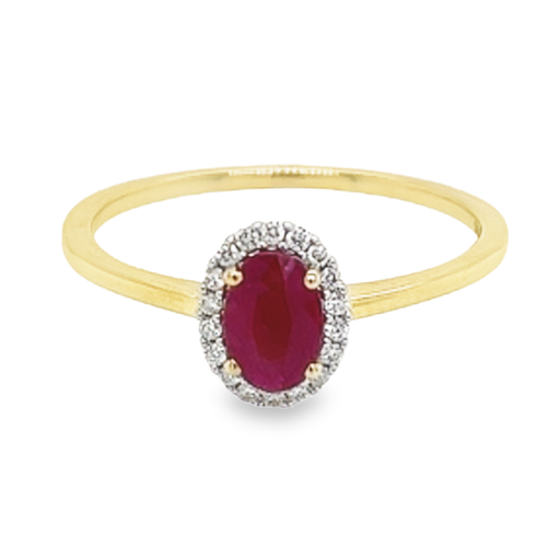 Yellow gold ring with Ruby 0.50ct and Diamond 0.08ct SI/H