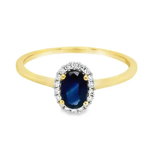 Yellow gold ring with Sapphire 0.50ct and Diamond 0.08ct SI/H