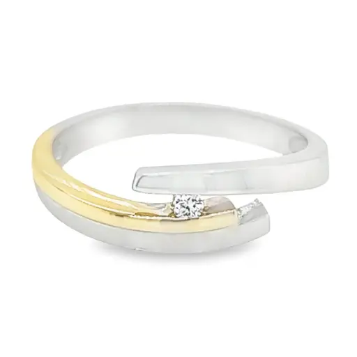 [GRE1503-55] Bicolor gouden ring met diamant 0,03 karaat TW/SI2