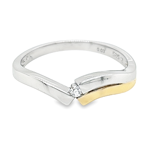 Bicolor gold ring with diamond 0.03 carat TW/SI2