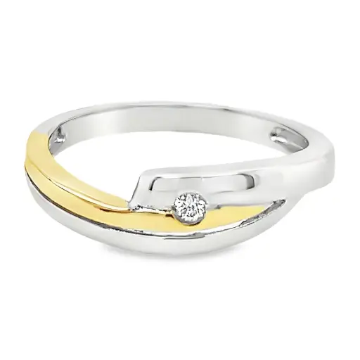 Bicolor gold ring with diamond 0.03 carat TW/SI2