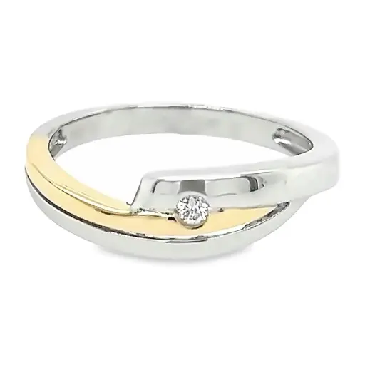 Bicolor gouden ring met diamant 0,03 karaat TW/SI2