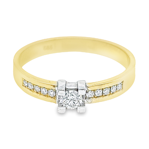 [GRE1513-59] Bicolor gouden ring met Diamant 0,23 karaat