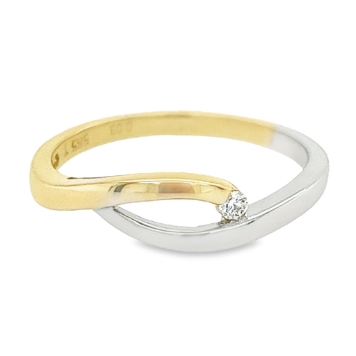 Bicolor gold ring with diamond 0.03 carats