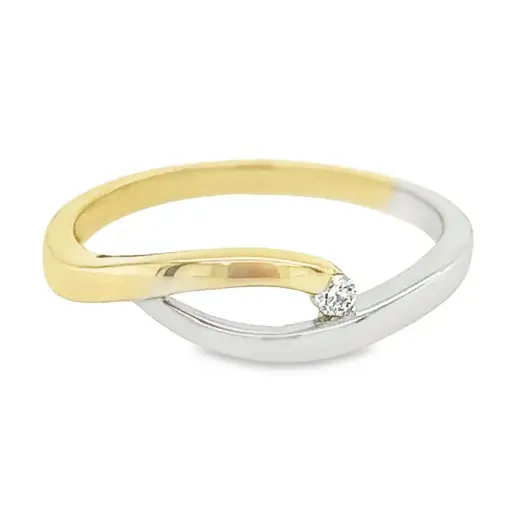 Bicolor gouden ring met Diamant 0,03 karaat