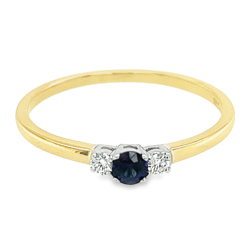 Bicolor gold ring with 3.1MM Sapphire and Diamond 0.06 carats