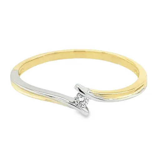 Bicolor gouden ring met Diamant 0,03 karaat