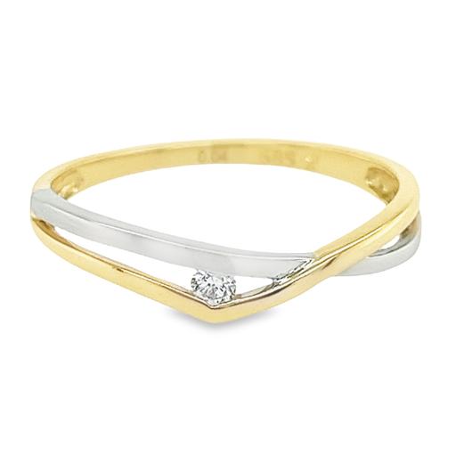 Bicolor gold ring with diamond 0.045 carats