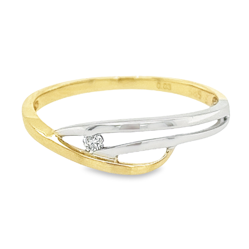 Bicolor gold ring with diamond 0.035 carats