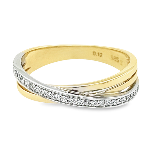 Bicolor gold ring with diamond 0.12 carats