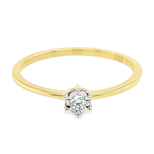 Geelgouden Illusie Solitair met Diamant 0,05 karaat