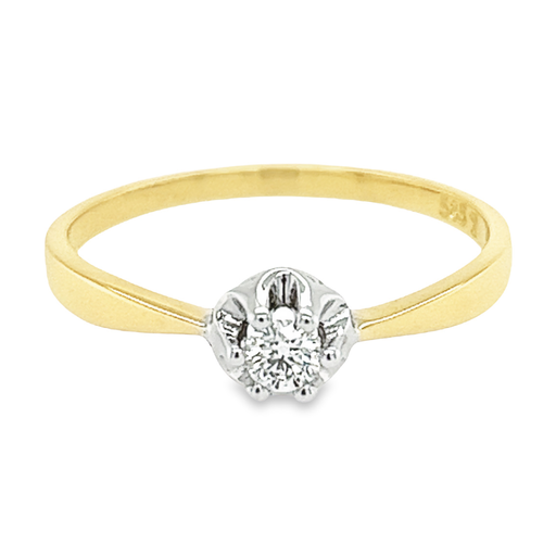 Bicolor gold Solitaire ring with Diamond 0.10 carats