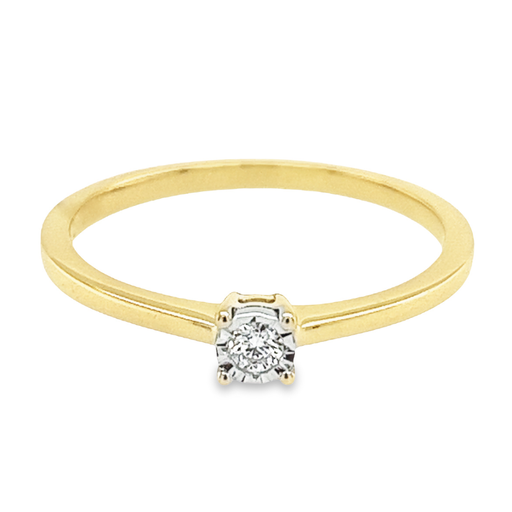 Geelgouden Illusie Solitair met Diamant 0,05 karaat