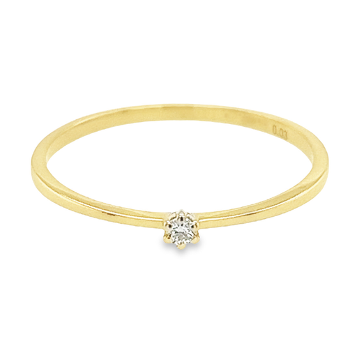Geelgouden Solitairring met Diamant 0,03 karaat