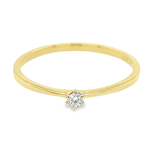 Geelgouden Solitairring met Diamant 0,05 karaat