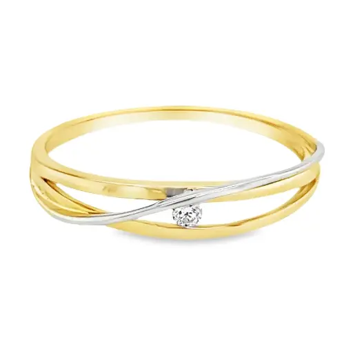 Bicolor gouden ring met Diamant 0,035 karaat