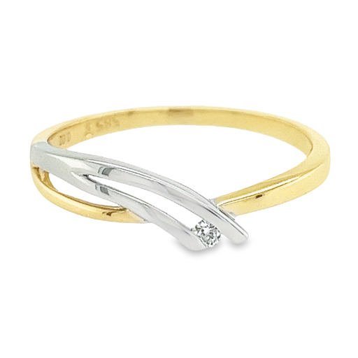 Bicolor gold ring with diamond 0.025 carats