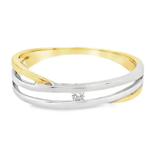 Bicolor gold ring with diamond 0.02 carats