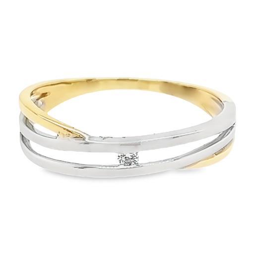 Bicolor gold ring with diamond 0.02 carats