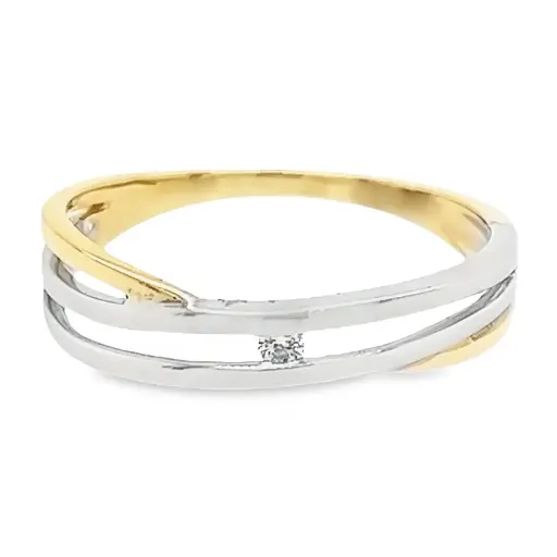 Bicolor gouden ring met Diamant 0,02 karaat