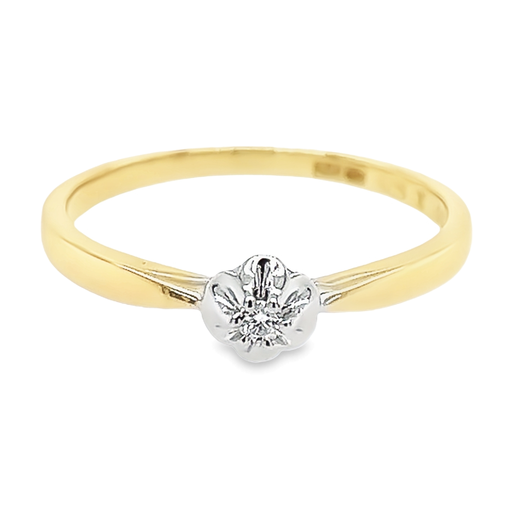 Bicolor gold ring with diamond 0.03 carats