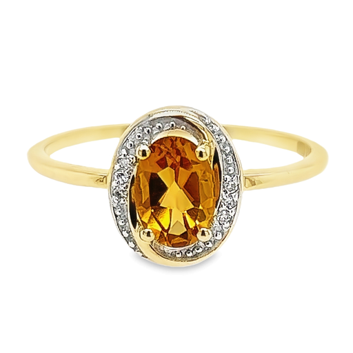Yellow gold ring with Citrine and Diamond