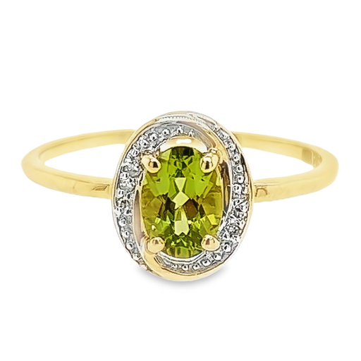 Yellow gold ring with Peridot and Diamond