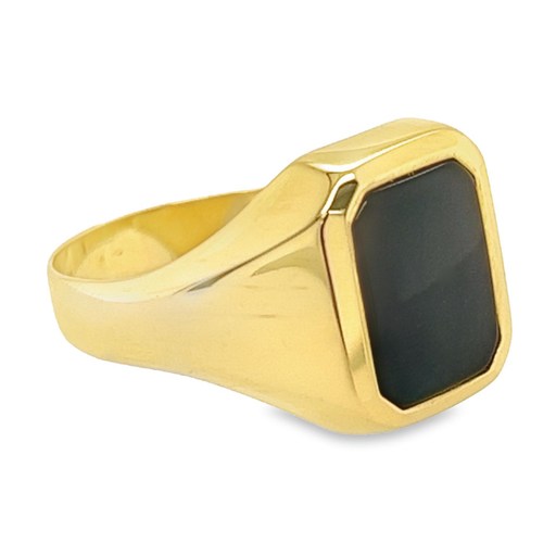 [GRH1579-534] Yellow gold signet ring with Onyx stone