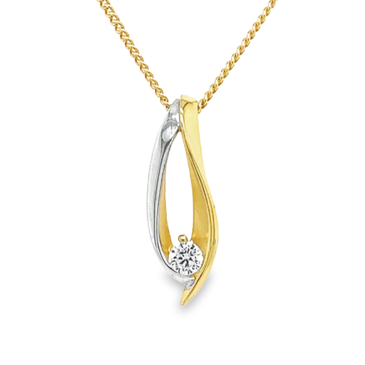 [GH0518] Bicolor gouden hanger met Zirkonia