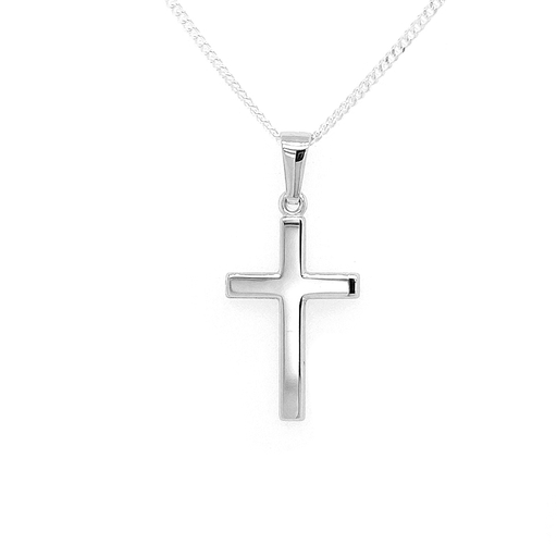 [WH0536] Witgouden hanger Kruis 12mm breed