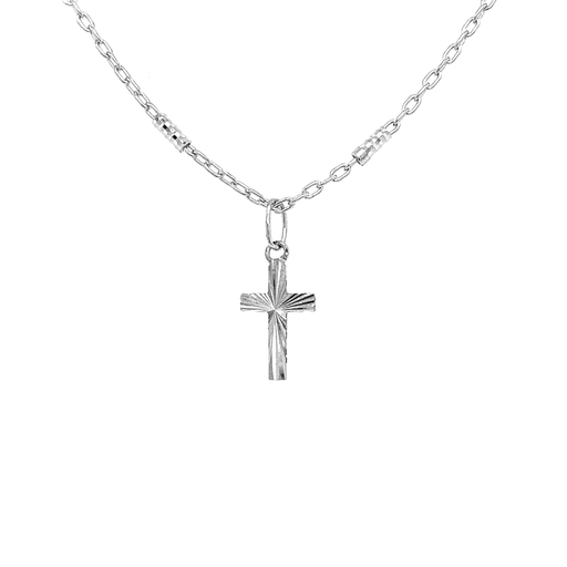 [WH0549] White gold pendant Cross fine