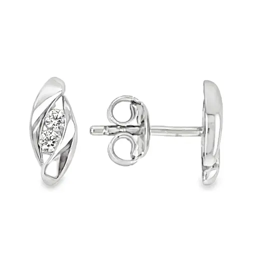 [WO0750] White gold stud earrings with Zirconia stones