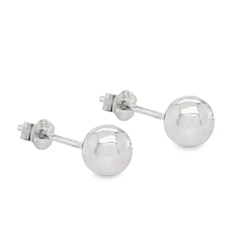 [WO0765] White gold stud earrings ball