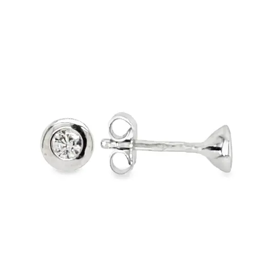 [WO0796] Witgouden oorknoppen met Zirkonia steen 4,3mm